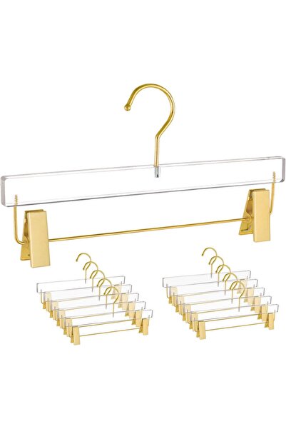 Generic Biser House Transparent Acrylic Hangers with Gold Hooks - 10 Pieces