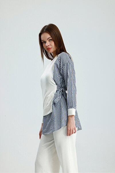 vikitekno Women's Hijab Two-Piece Set Shirt Sleeve Detailed Modal Set