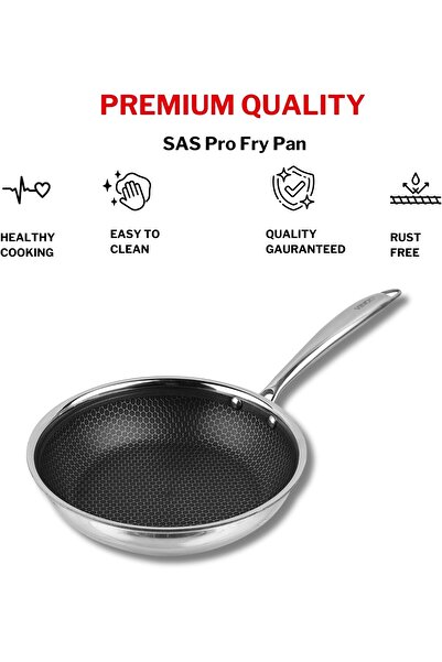 Vinod SAS Pro Platinum Triple Stainless Steel Frypan - 22 cm (Induction Compatible)