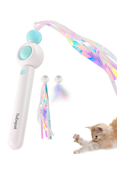 Hubspet Kedi Oyun Oltası | Teleskopik Uzayan Çubuk, İp, 2 Farklı Yedek Başlık...