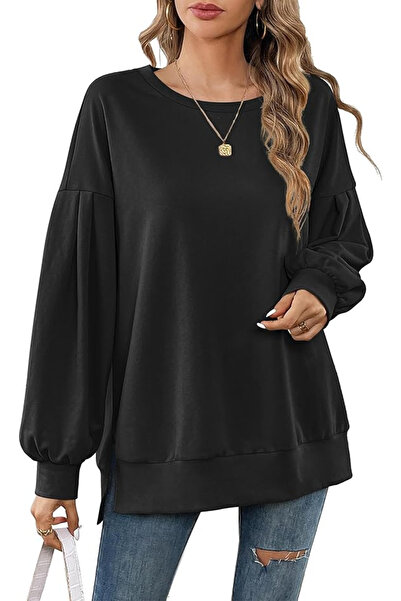 OEM Women's summer blouse, with long flared sleeves, black L