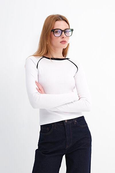 Addax Crew Neck Striped Blouse B0430