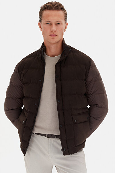 Twn Slim Fit Brown Plain Coat