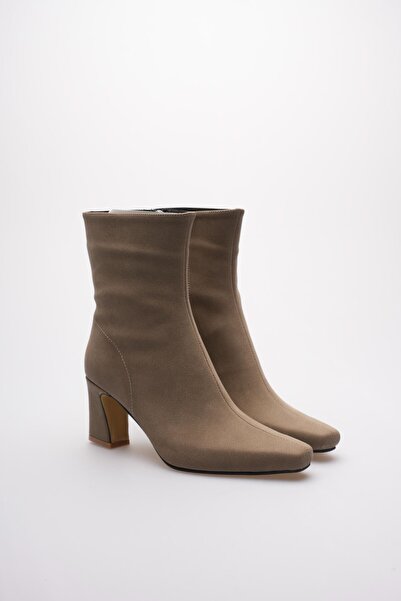 MARCHEO Fiora Women's Gray Suede Thick Heeled Winter Boots