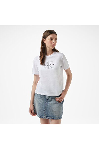 Calvin Klein Hero Classic Monologo Kadın Beyaz T-Shirt