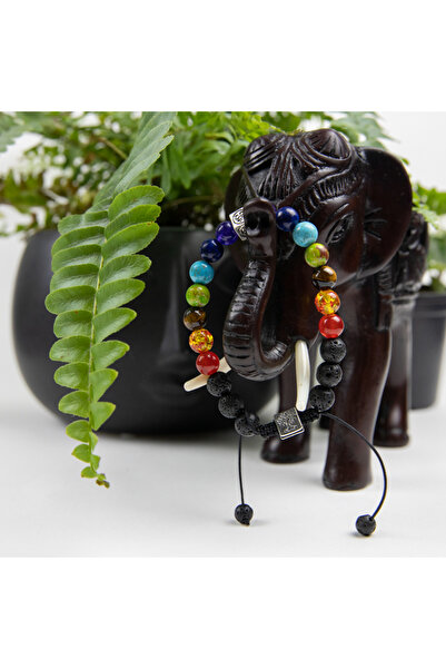 Ezera Tamar Aromatherapy Diffuser Bracelet – 7 Chakras, Lava Stones, Tree of Life & OM Symbols