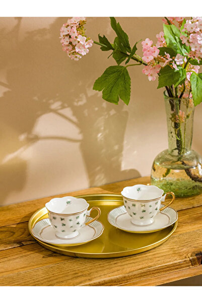 LC Waikiki Lcw Home Green Clover Printed 2-Person Porcelain Coffee Cup Set 90 ml