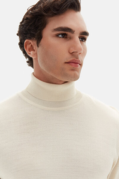 D'S Damat Ds Damat Regular Fit Ecru Plain Knit Sweater