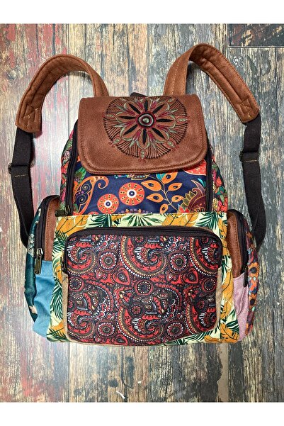 street&bagdnz Patchwork Tasarım Etnik Otantik Bohem Sırt Çantası Günlük Seyahat Kullanım Parçalı Desen