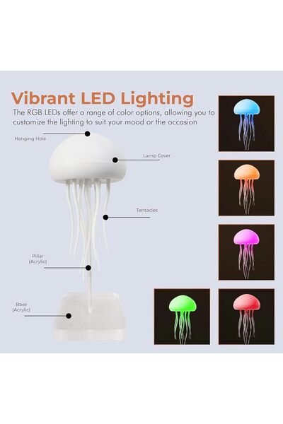 Houmt LED Jellyfish Lamp - Voice Control RGB Gradient Rechargeable Night Light