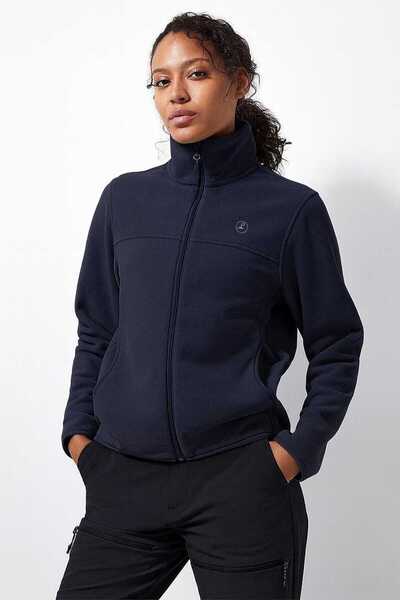 LİZY UNİFORM L İ Z Y - Dark Blue Fleece Jacket Nurse Doctor Fleece Jacket Hospital Fleece