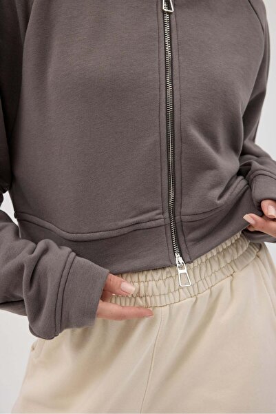 Buly Φούτερ με φερμουάρ και λεπτομέρεια με κουκούλα