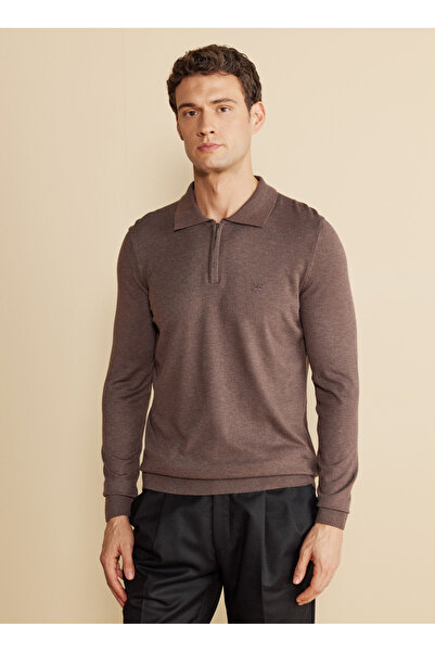 BROOKS BROTHERS Polo Yaka Standart Kahve Erkek Kazak BBFW25MKL023