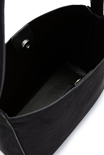 minebag Suede Alita Shoulder Bag with Belt Strap Detail Black