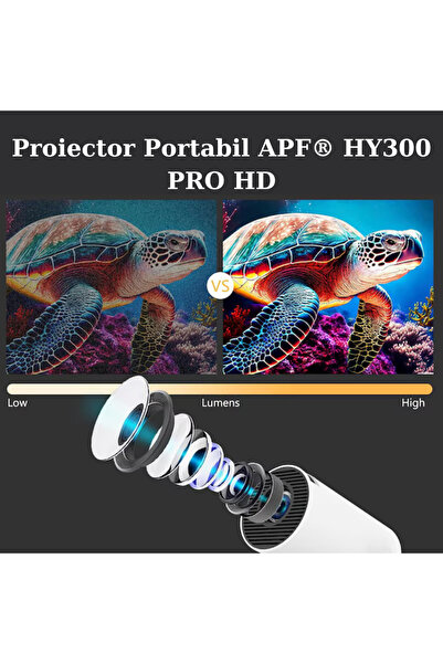 APF Proiector portabil HY300 PRO HD, Android 11, 4K, 1280x720P, Home Theatre