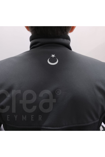 Crea Eymer Wear Μαλακό φλις με φερμουάρ με σχέδιο Double-Bal Eagle - Μαλακό φλις με φερμουάρ μαύρο