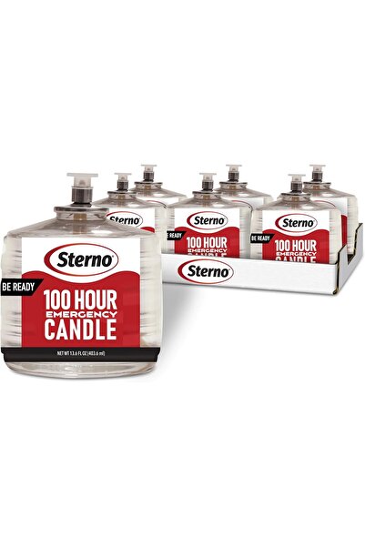 Sterno 100-Hour Emergency Unscented Liquid Paraffin Candle Set, 6-Pack