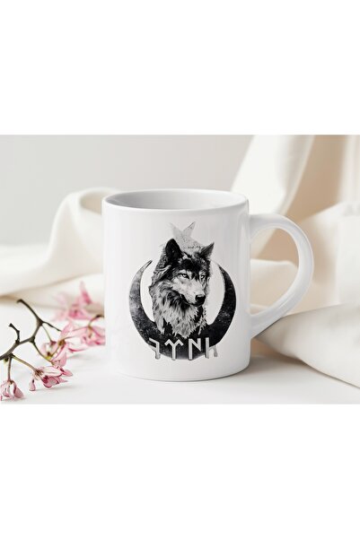 Beramussa Gray Wolf Moon Star Turkish Design Mug – Nationalist Coffee Tea Cup – Gift