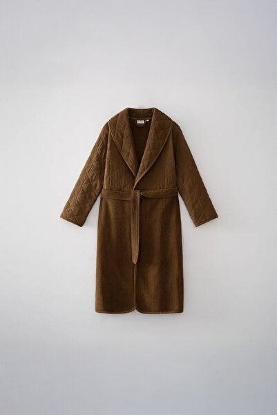 Ecocotton Hüma Women's Brown 100% Organic Cotton Medium Quilted Bathrobe