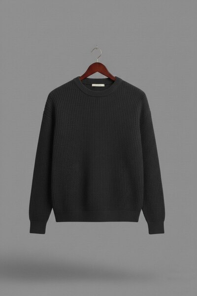 WKM Men's Oversized Cut Crew Neck Knitted Sweater