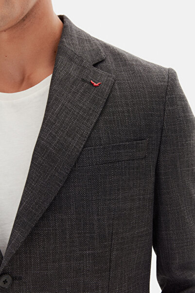 D'S Damat Ds Damat Comfort Fit Anthracite Melange Plain Fabric Jacket