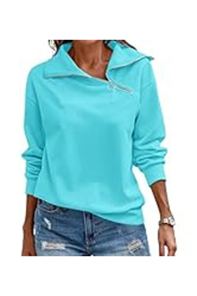 OEM Γυναικεία casual μπλούζα, με μακριά μανίκια, ανοιχτό μπλε S