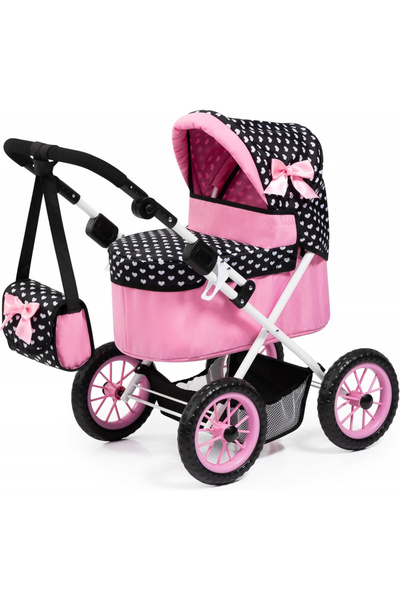 Bayer Carucior pliabil pentru papusi tip landou Trendy Roz inimioare cu maner...