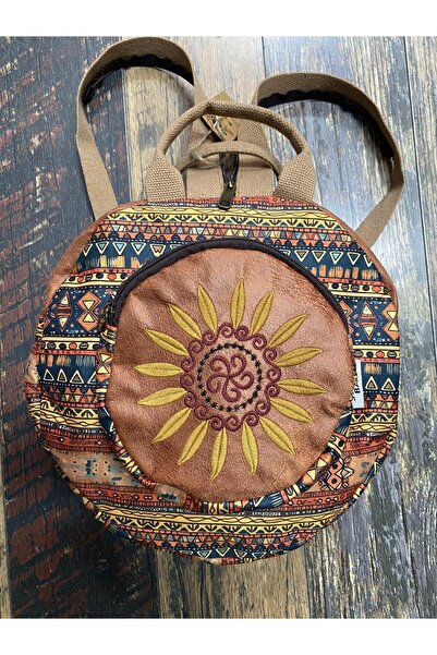 İZYA Fargin Ethnic Authentic Bohemian Round Embroidered Backpack Daily Travel...