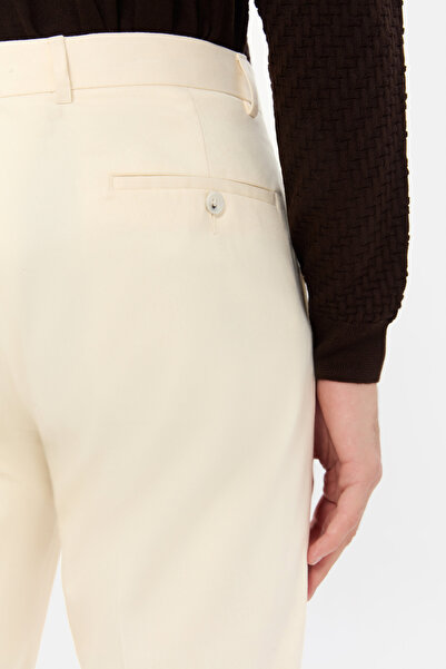 D'S Damat Ds Damat Regular Fit Ecru Striped Jogger Pants