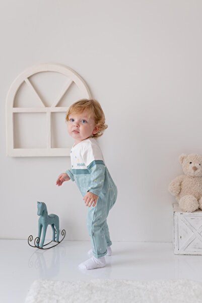 Zeyland Erkek Bebek Baskılı Örme Tulum - Mint