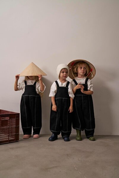 Oh La La Koala For Little Ones Black Children's Denim Salopet Jumpsuit