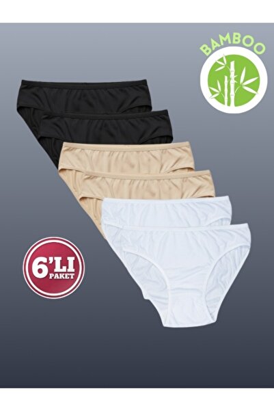 Ervanur 6 Pack Bamboo Plain Bikini - Özten201-6Li-Pk-Asorti̇-L