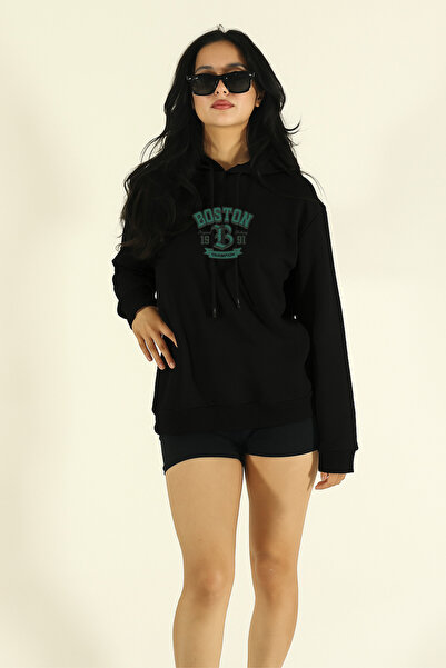 EydaMoon Hanorac de iarnă pentru femei Boston cu imprimeu Regular din bumbac ...