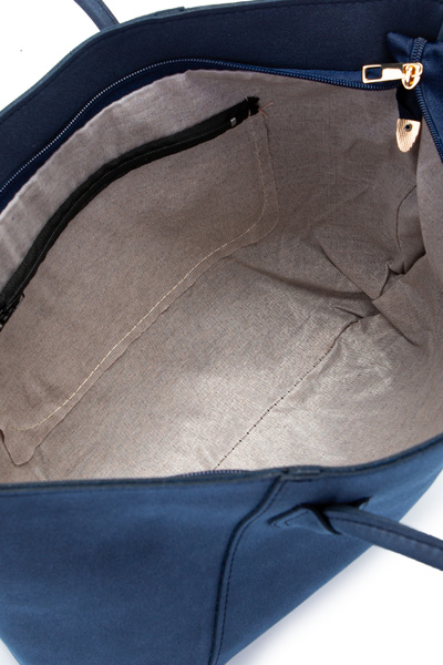 minebag Suede Elena Handbag Navy Blue