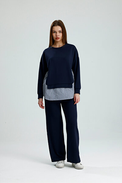 vikitekno Women's Hijab Double Suit Shirt Detailed Modal Suit