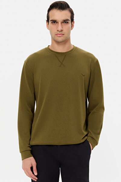 D'S Damat Φούτερ Ds Damat Regular Fit Χακί μονόχρωμο