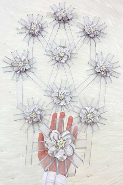 ZEYMERADE زينة عربات الزفاف بلون رمادي فاتح مع دبوس، زينة العروس والعريس لفرح...