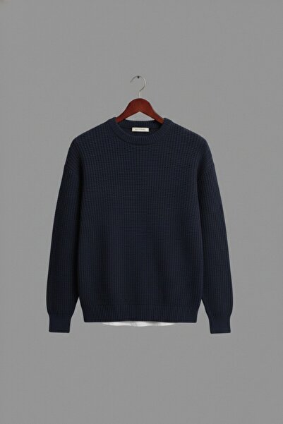 WKM Men's Oversized Cut Crew Neck Knitted Sweater