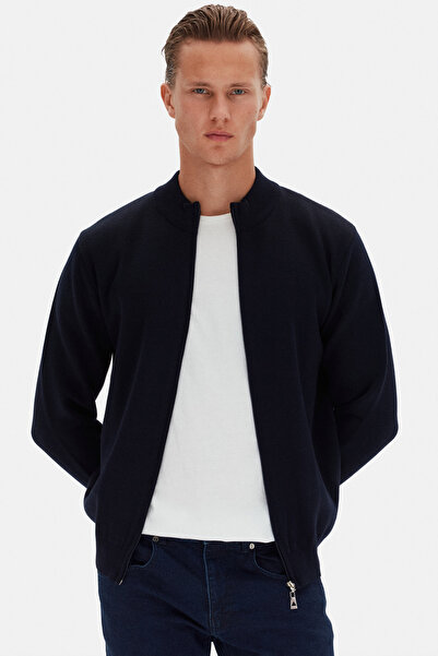 D'S Damat Ds Damat Regular Fit Navy Blue Plain Cardigan