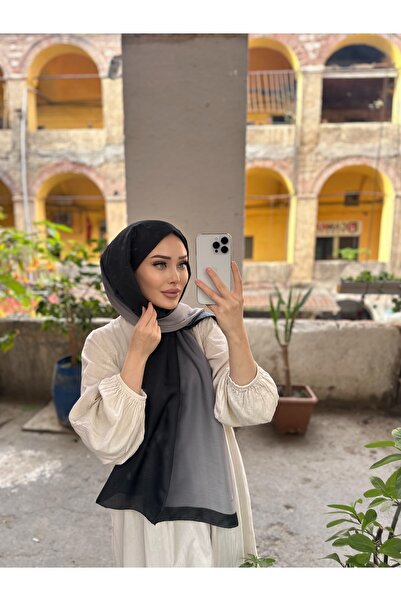 CUOCA LOUNGE Degrade Desenli Siyah - Gri Soft Pamuk Şal