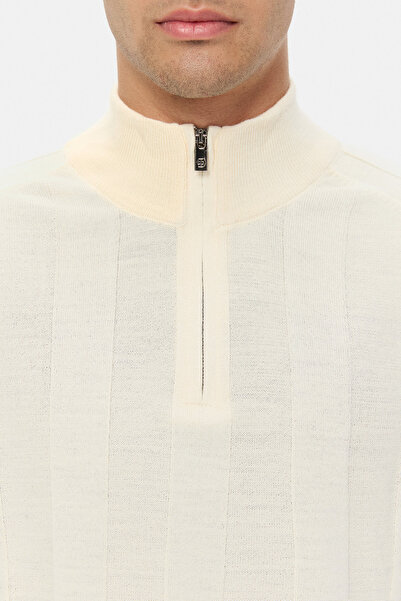 D'S Damat Ds Damat Regular Fit Ecru Plain Knit Sweater