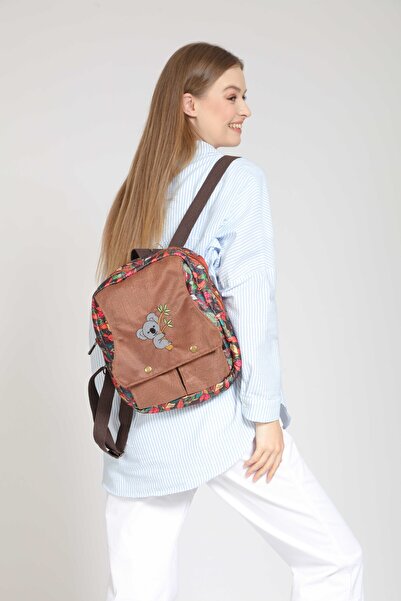 street&bagdnz حقيبة ظهر بنمط بوهيمي أصلي مطرزة على شكل كوالا للاستخدام اليومي...