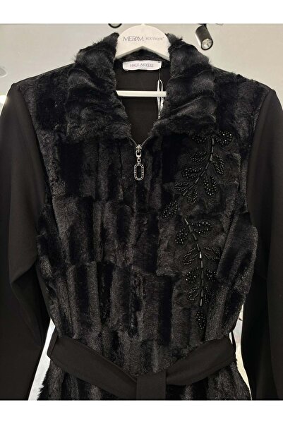 MRM MERAM BUTİK Hale Fourrure Angora Jacket - Black - 1