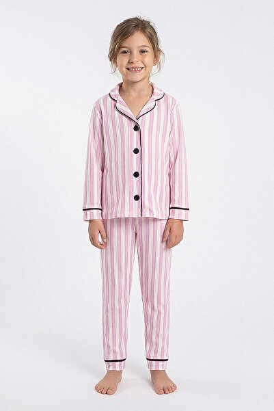 kinderos Παιδικό Σετ Πιτζάμες με ριγέ κουμπιά - 26K 4021