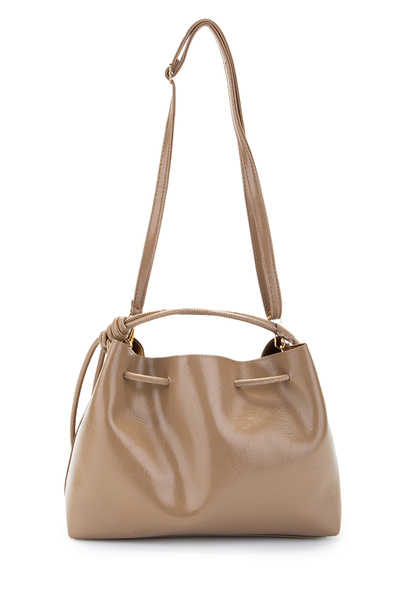 minebag Ruched Detail Yavru Çantalı Elin Women's Crossbody Bag Beige