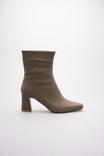 MARCHEO Fiora Women's Gray Suede Thick Heeled Winter Boots