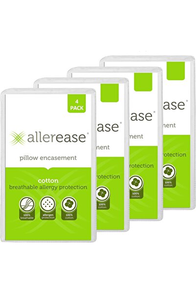 Aller-Ease واقيات وسائد قطنية قابلة للتهوية بنسبة 100% للنوم من Aller-Ease، م...