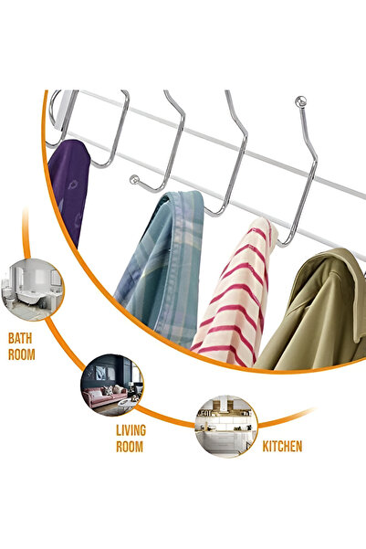 VENDIX Door Hanger - 12 Hooks Over-the-Door (Chrome Plated)