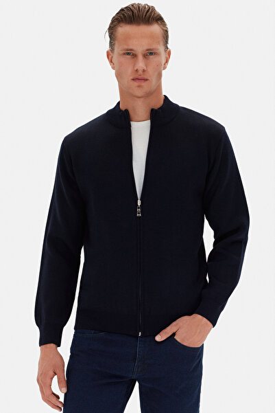 D'S Damat Ds Damat Regular Fit Navy Blue Plain Cardigan