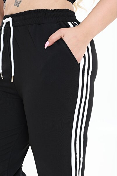 Esina Women's Sweatpants Capri Size Striped Detail